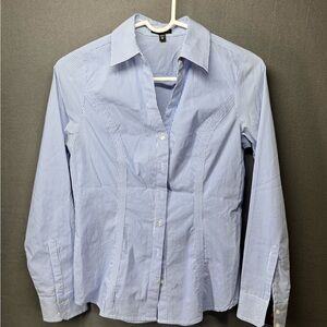 Express Blue and White Striped Shirt